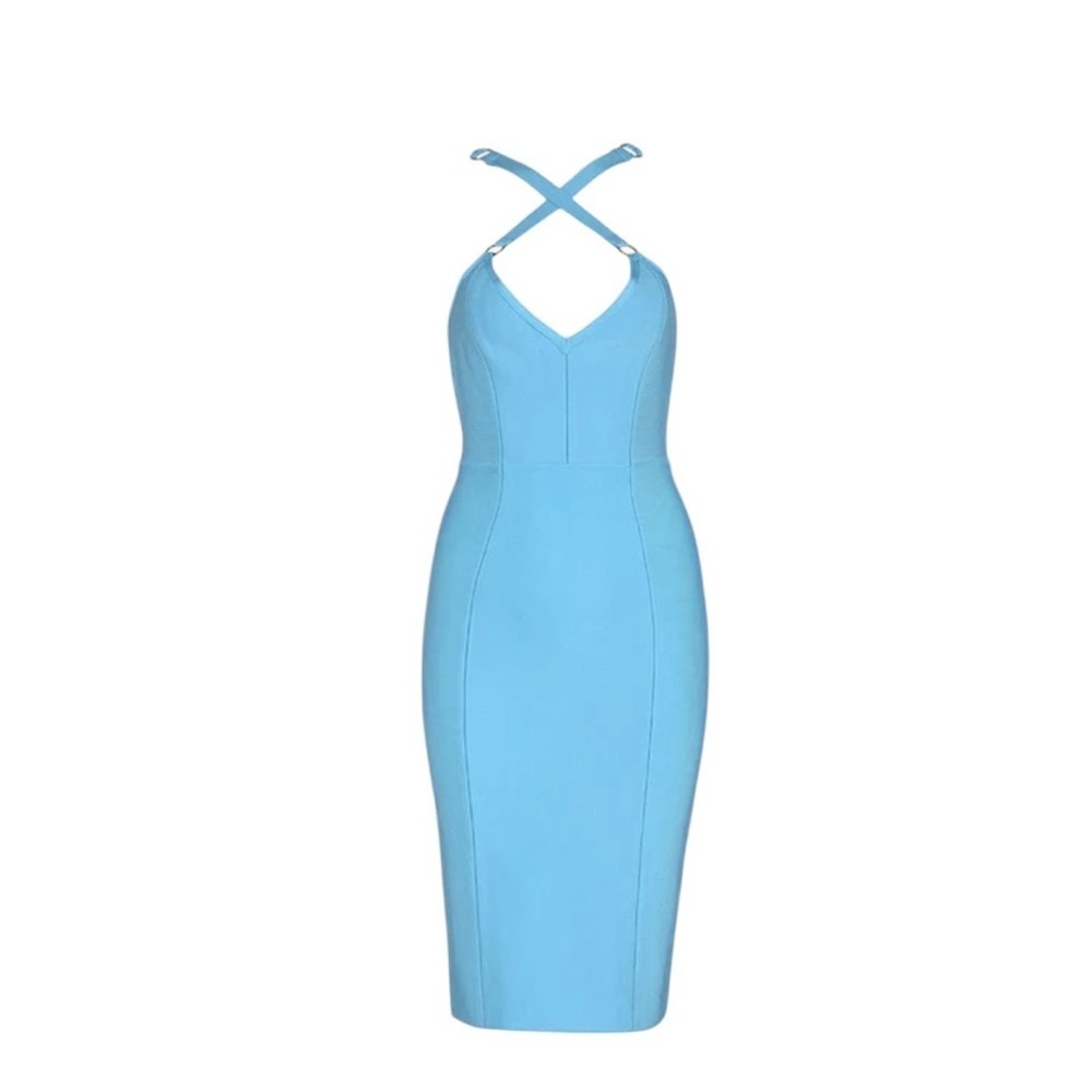House of London. Vibrant Blue Backless Bodycon Dress with Spaghetti Straps - Picture 4 of 9